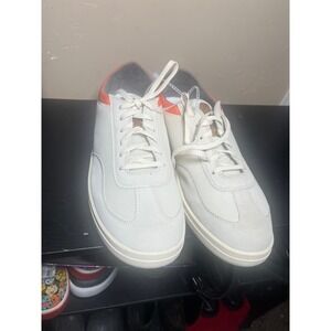 OluKai Punini Mens Sneakers White Orange Leather Suede Lace Up Size 11 NWT